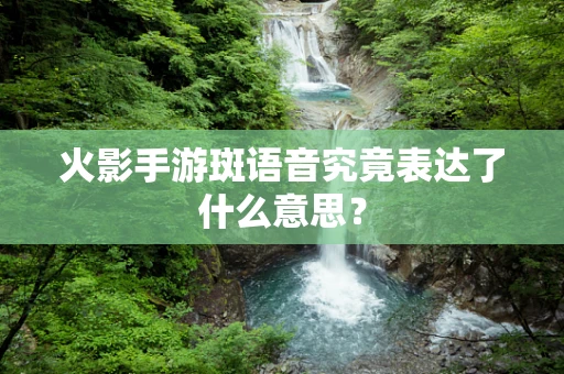 火影手游斑语音究竟表达了什么意思？