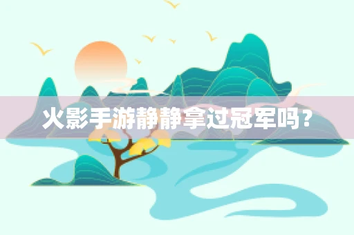 火影手游静静拿过冠军吗？