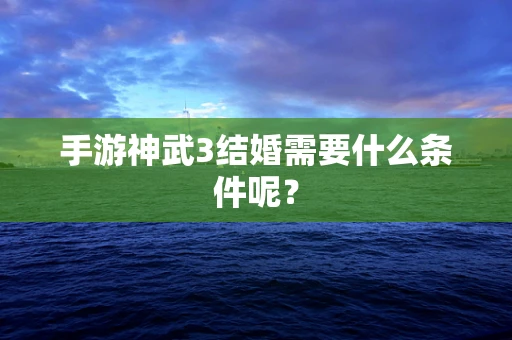 手游神武3结婚需要什么条件呢？